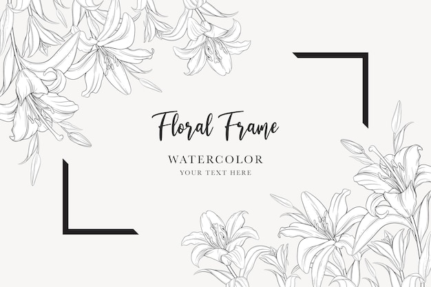 Бесплатное векторное изображение Ручной обращается монолинейный цветочный дизайн фона лилии