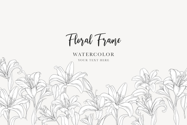 Free vector hand drawn mono-line floral lily background design