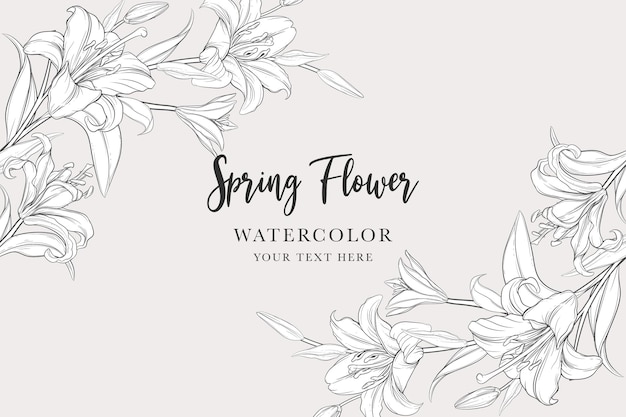 Free vector hand drawn mono-line floral lily background design