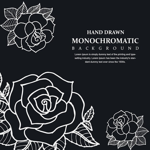 Hand Drawn Monochromatic Floral Background