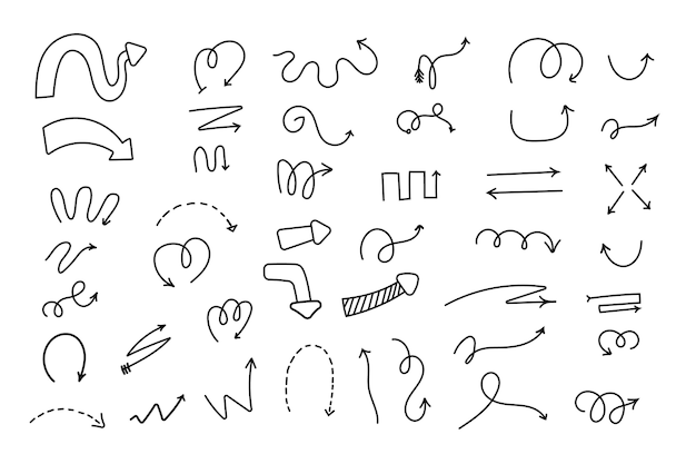 Free vector hand drawn monochrome arrow collection