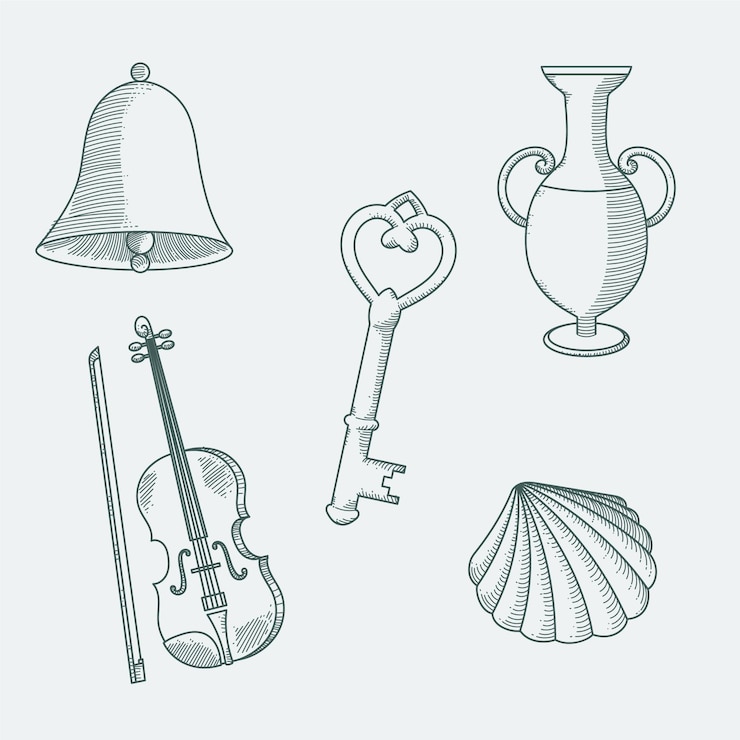 Free Vector hand drawn monochrome elements collection