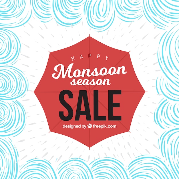 Hand drawn monsoon sale composition