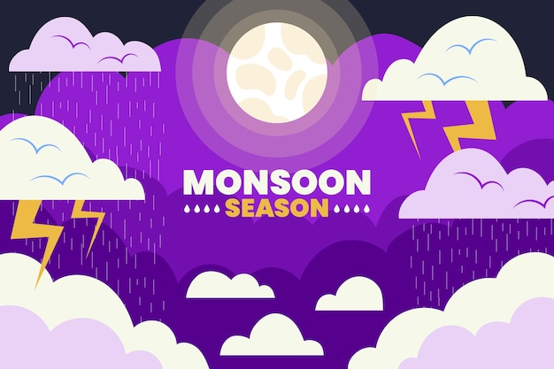 Free vector hand drawn monsoon season background