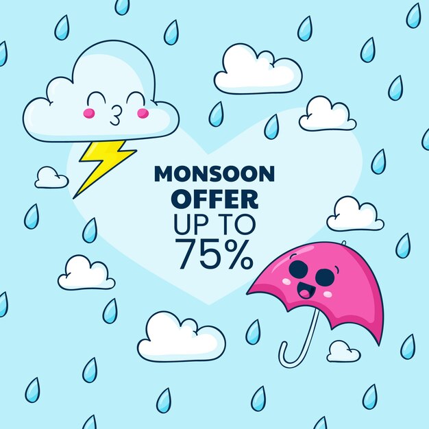 Hand drawn monsoon season discount illustration