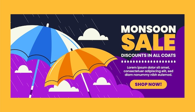 Free vector hand drawn monsoon season sale banner