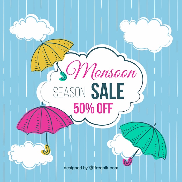 Hand drawn monsoon season sale composition