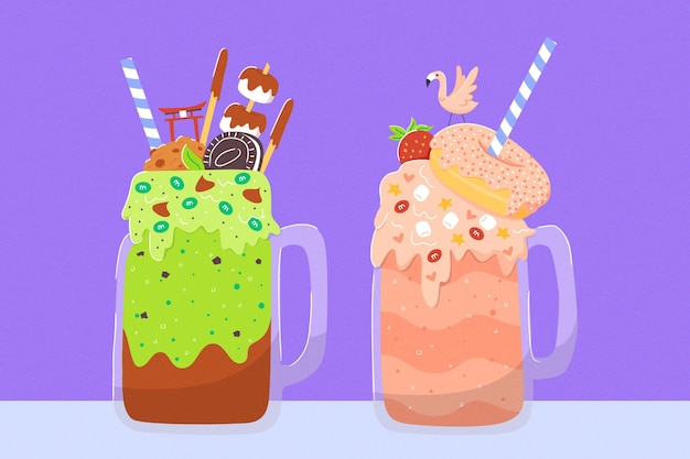 Hand drawn monster shake concept