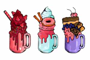 Free vector hand drawn monster shakes collection