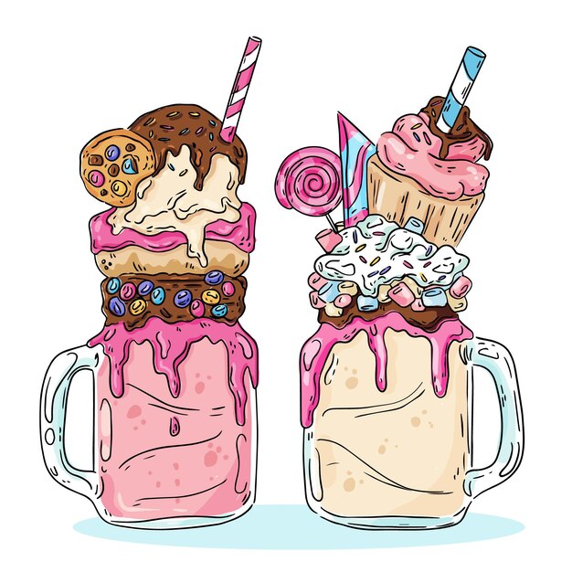 Hand drawn monster shakes collection