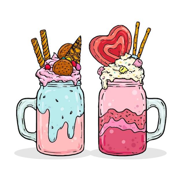 Free vector hand drawn monster shakes