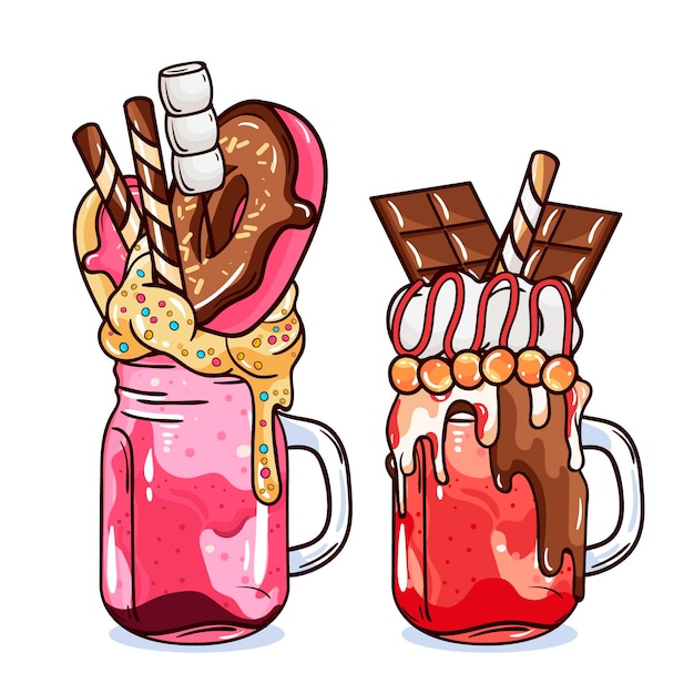 Free vector hand drawn monster shakes