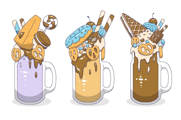 Free vector hand drawn monster shakes