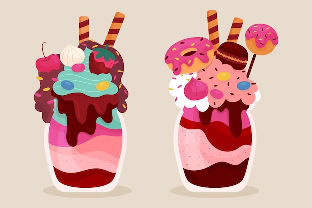 Free vector hand drawn monster shakes