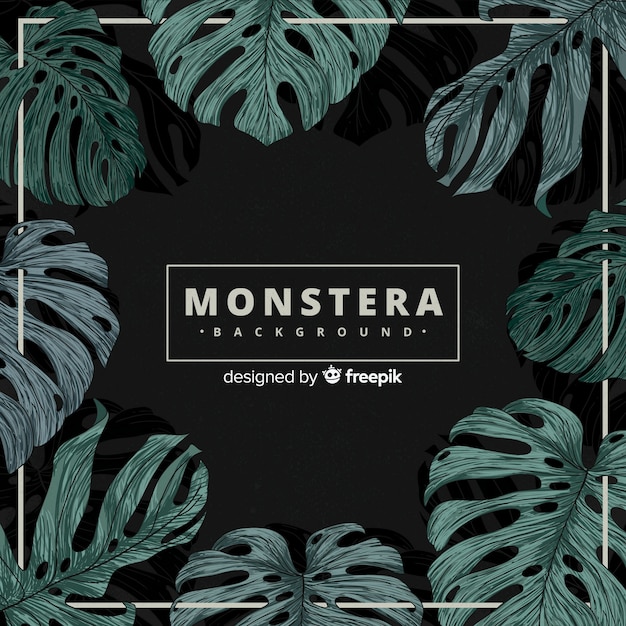 Vettore gratuito fondo disegnato a mano di monstera