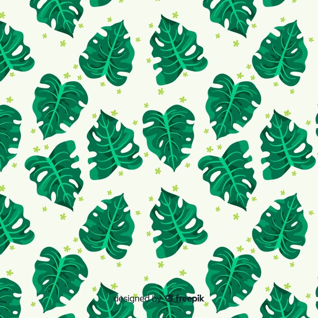 Hand drawn monstera leaves background