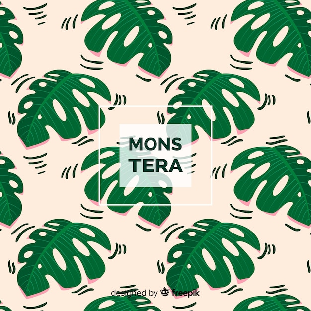 Free vector hand drawn monstera leaves background