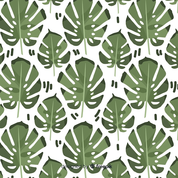 Hand drawn monstera leaves pattern