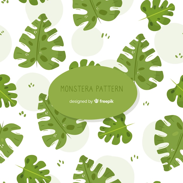 Hand drawn monstera pattern