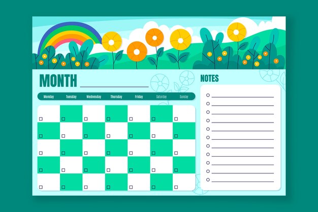 hand drawn monthly planner calendar