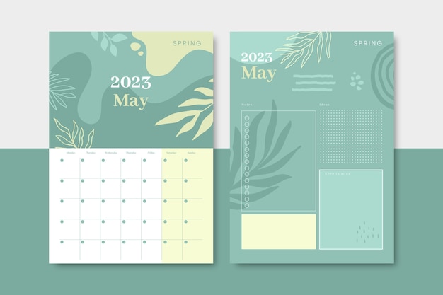 Free vector hand drawn monthly planner calendar