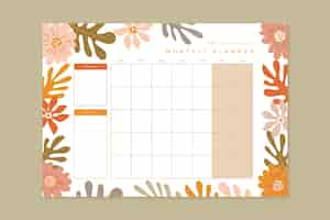 Free vector hand drawn monthly planner calendar