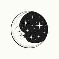 Vettore gratuito luna disegnata a mano e stelle che disegnano illustrazione