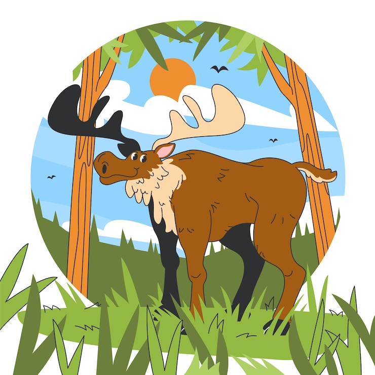 無料Vector 手描きのヘラジカ漫画動物イラスト