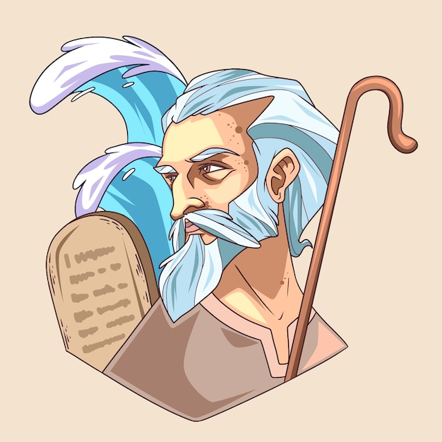 Hand drawn moses illustration