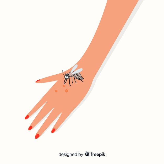 手を噛んだ手で描かれた蚊