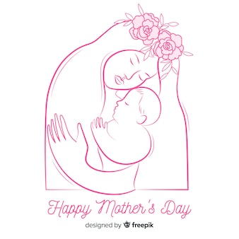 手描き​の​母親​と​赤ちゃん​の​母親​の​日​の​背景
