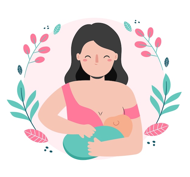 Free vector hand drawn mother breastfeeding her child illustration