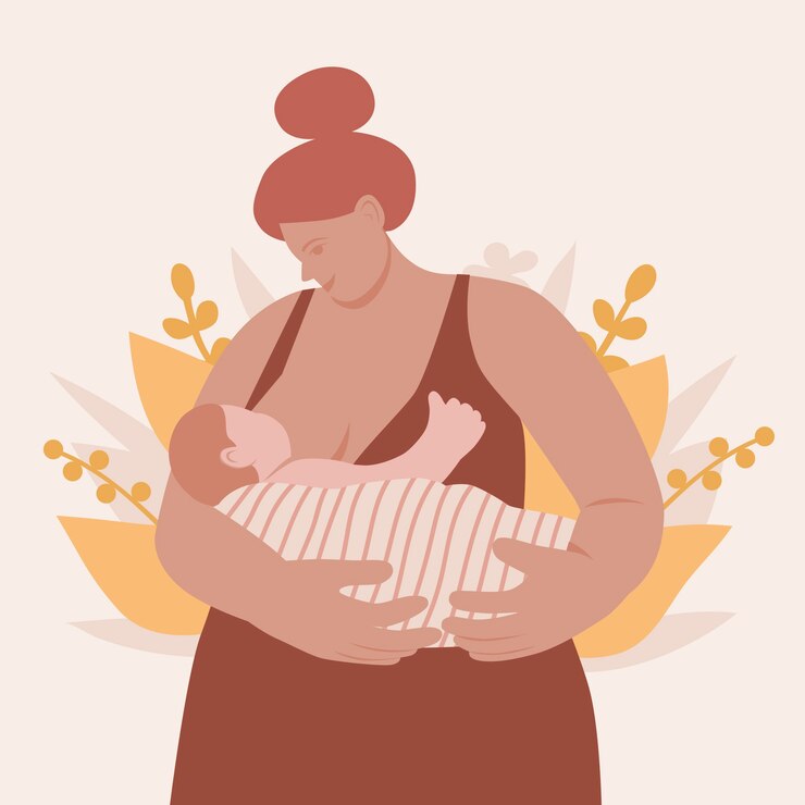 Free Vector hand drawn mother breastfeeding her child illustration