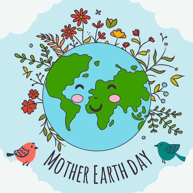 Бесплатное векторное изображение Нарисованная вручную концепция знамени матери-земли