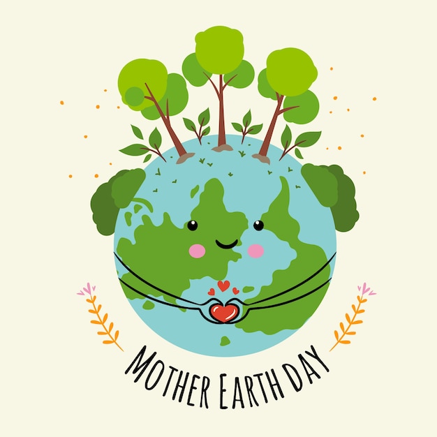 Hand-drawn mother earth concept