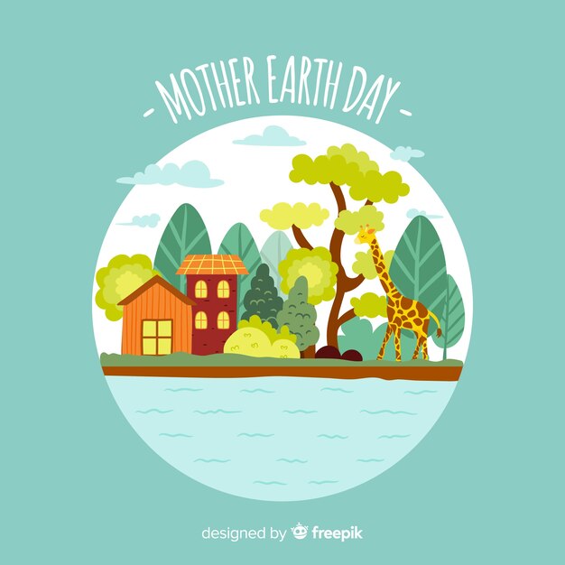 Hand drawn mother earth day background