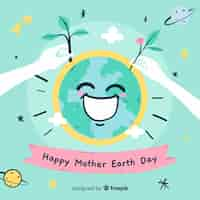 Free vector hand drawn mother earth day background