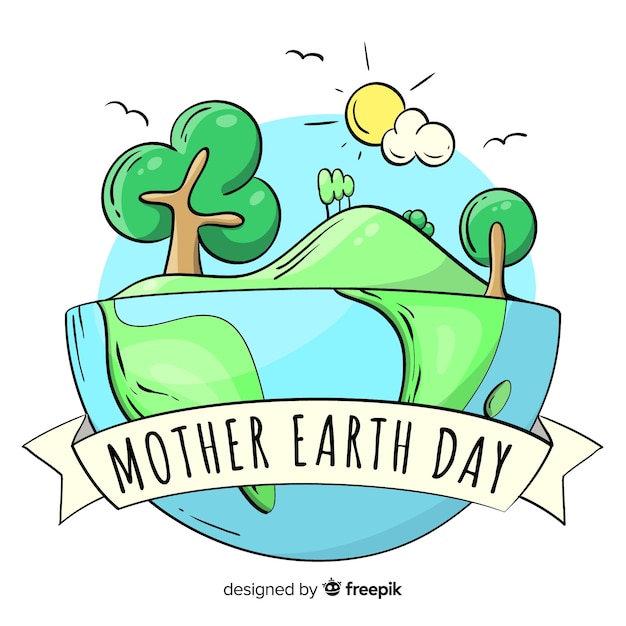 Hand drawn mother earth day background