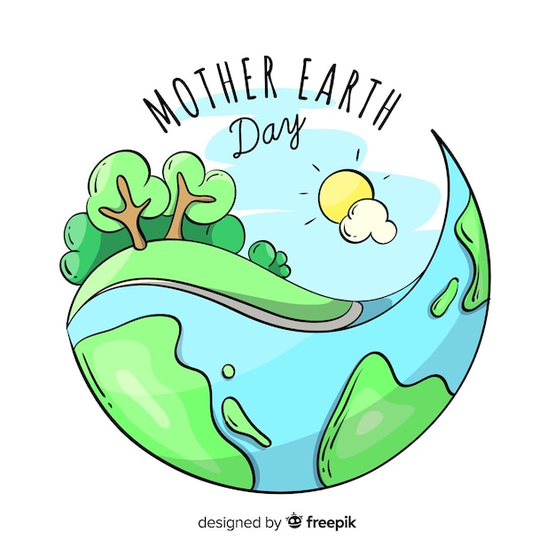 Hand drawn mother earth day background