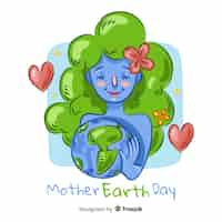 Free vector hand drawn mother earth day background