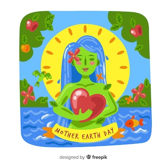 Hand drawn mother earth day background