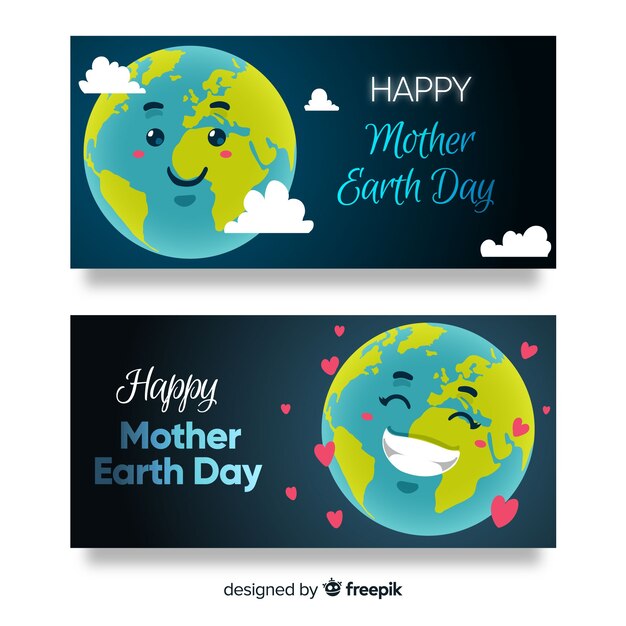 Hand drawn mother earth day banner