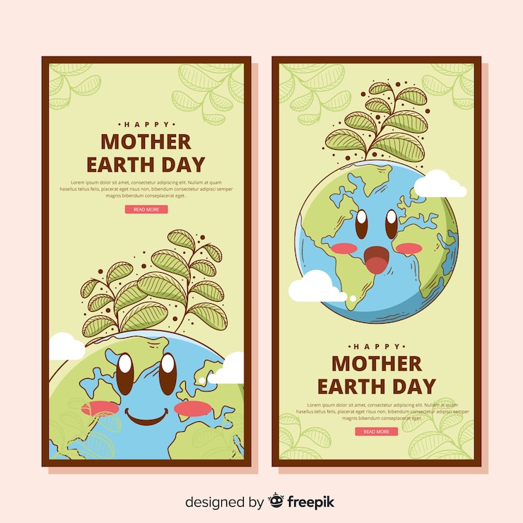 Free Vector hand drawn mother earth day banner