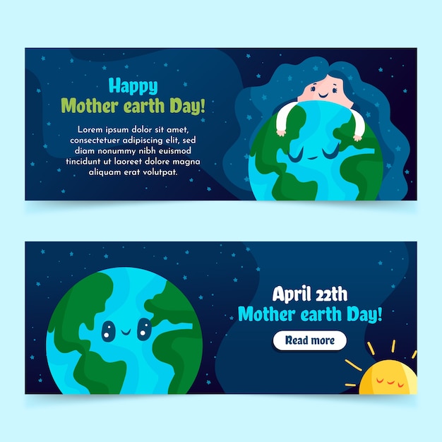 Hand drawn mother earth day banner