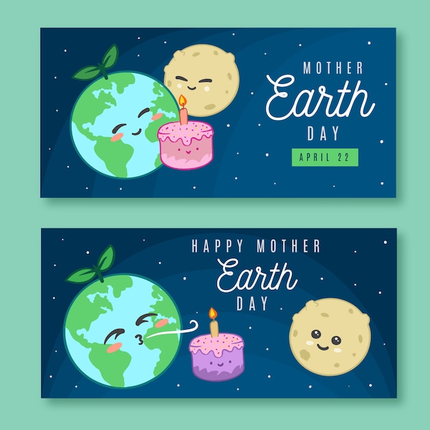 Hand drawn mother earth day banner