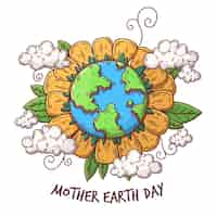 Free vector hand-drawn mother earth day celebration concept