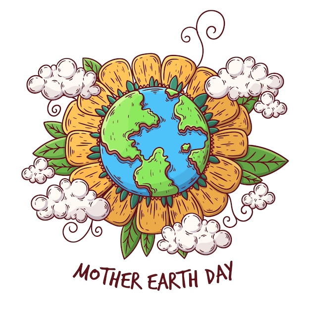 手描きの母地球の日のお祝いのコンセプト