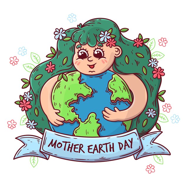Hand-drawn mother earth day celebration