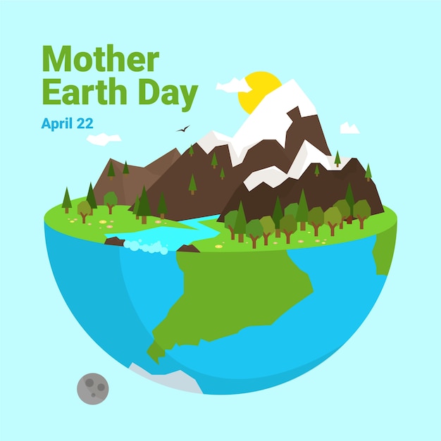 手描きの母地球の日のコンセプト