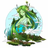Бесплатное векторное изображение Нарисованная рукой концепция дня матери-земли